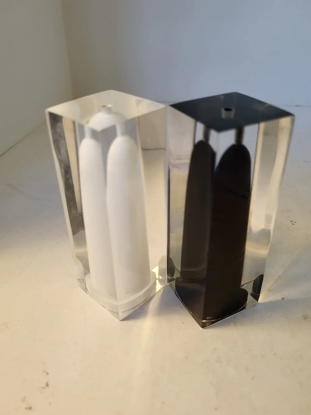 MCM 1970s Lucite Salt and Pepper Shakers Gratelli Guzziman Italy